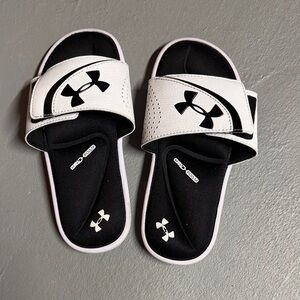 Under Armour Kids Black and White Slide Sandals